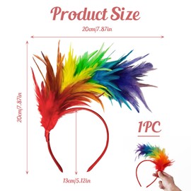 Elegant Fascinator Headband in Colourful Colours, Rainbow Feather Headband for Women and Girls, Festive Hair Accessories for Wedding, Carnival, Fancy Dress