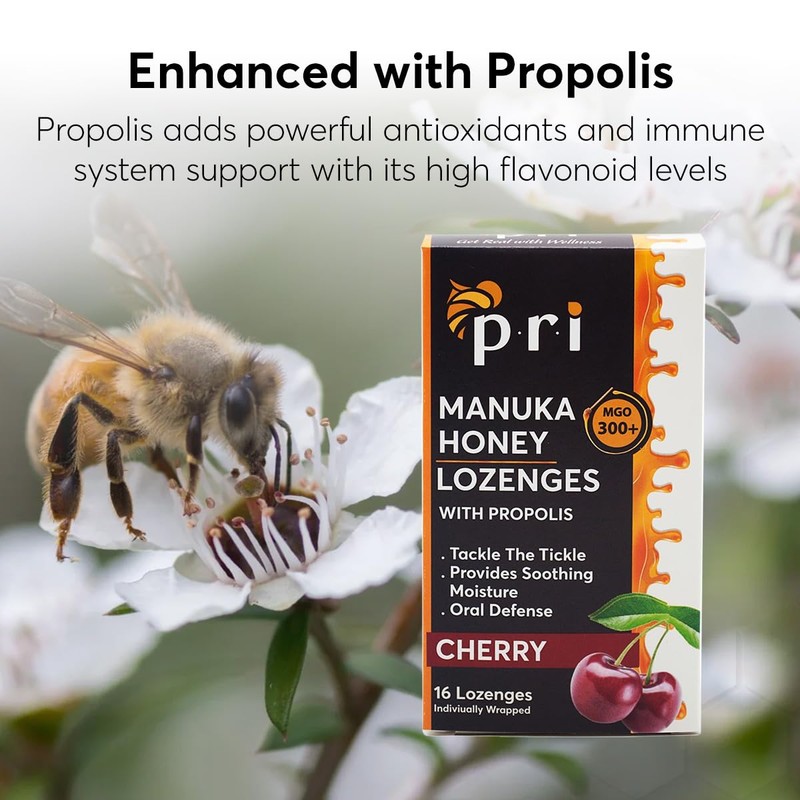 P.R.I Manuka Honey Lozenges with Propolis, Soothing Cough and Throat