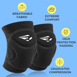 Rawxy Volleyball Knee Pads with High Shock Absorbing Cushion,Adult Junior Youth Men &Women Boy Girls Gift (black, Middle and Large)