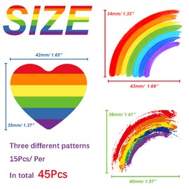 Renashed 45Pcs Pride Temporary Rainbow Tattoos Stickers Waterproof Removable for Gay Pride Parade Celebrations (3 Different Patterns B)