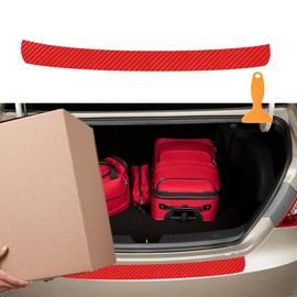 Anti-Scratch Car Door Protector, Carbon Fiber Bumper Guard with Tools, Rear Bumper Protector Guard Anti-Scratch Trunk Exterior Accessories for SUV/Cars (35.4x2.75inch, red)