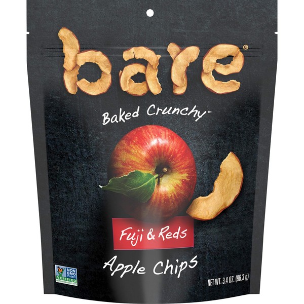 Bare Baked Crunchy Apple Chips, Fuji & Reds, Gluten Free, 3.4 Ounce Bag, 6 Count