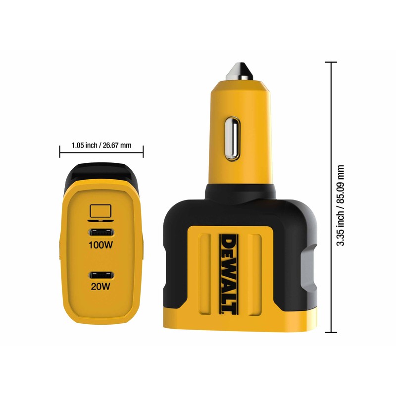 DEWALT 120W 2-PORT PPS PD CAR CHARGER