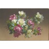 Botanical Repro Postcard: Vintage Muted Red and Yellow Roses -