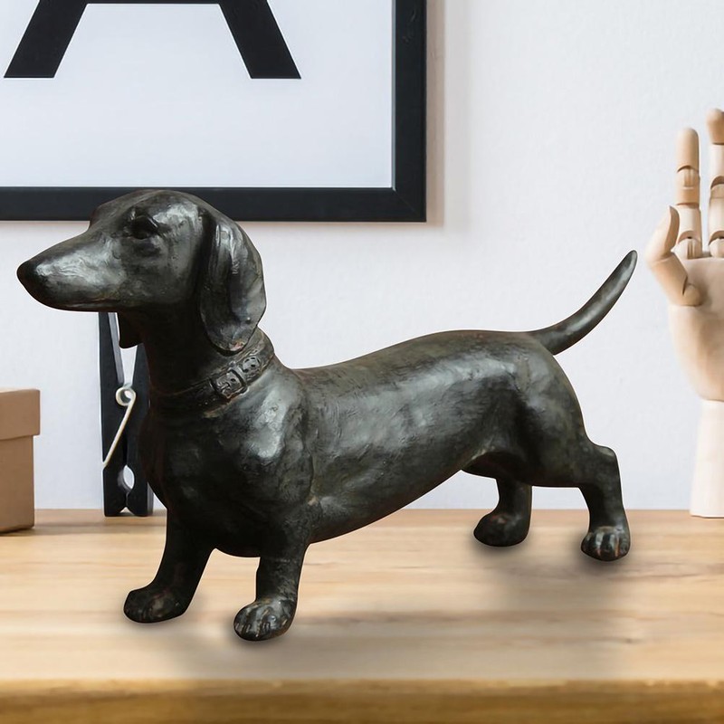 Home Decor Black Standing Long Dog Resin Statue Resin Crafts