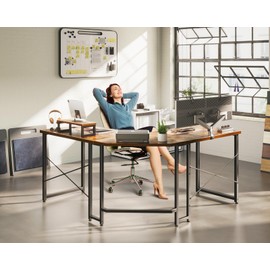 AODK L Shaped Gaming Desk, Computer Corner Desk, PC Gaming Desk Table with Large Monitor Riser Stand for Home Office Sturdy Writing Workstation,51 * 19 inch,Vintage