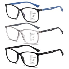 Lutonglenss 3 Pack Progressive Reading Glasses for Men Near-range Workspace Sport Blue Light Blocking Reader TR90 Spring Hinge +1.25