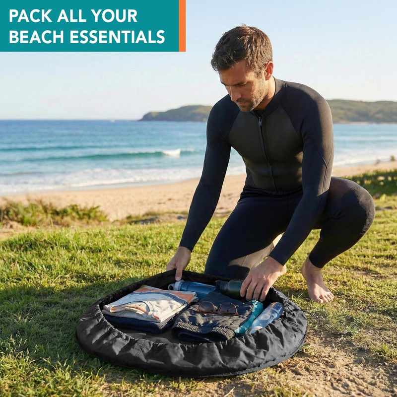 SUN CUBE Wetsuit Changing Mat, Waterproof Surf Bag, Drawstring Wetsuit