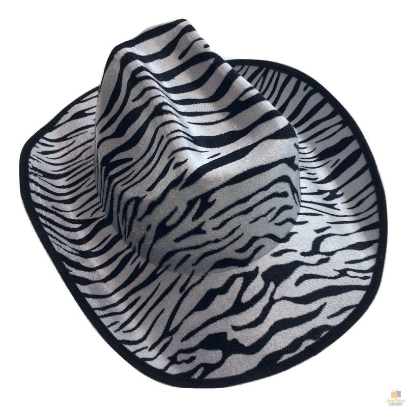 BR Zebra HAT Adult Cowboy Print Wild West Costume Party