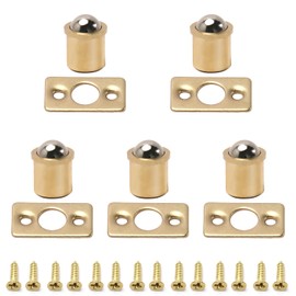 MroMax 5Pcs Brass 0.37" Diameter Ball Plunger Cabinet Door Closet Drawer 9.5x22.5mm (DXL) Ball Catch Latch Catcher for Door Cabinet Closet Drawer Brass Tone