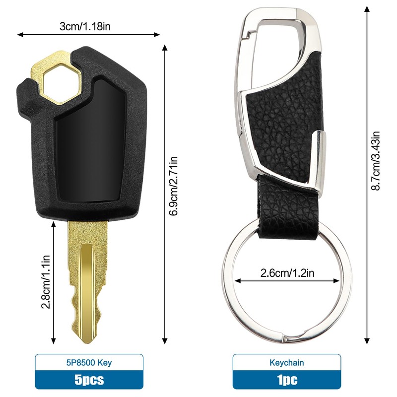 VooGenzek 5 pieces replacement ignition key, 5P8500, construction machinery key,