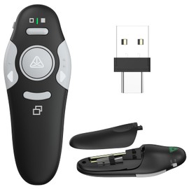 QUI Presentation Clicker Wireless Presenter Remote Clicker for PowerPoint Presentation Remote, PowerPoint Slide Advancer for Mac/Windows/Linux, Google Slide/PPT/Keynote, USB A&C, Black