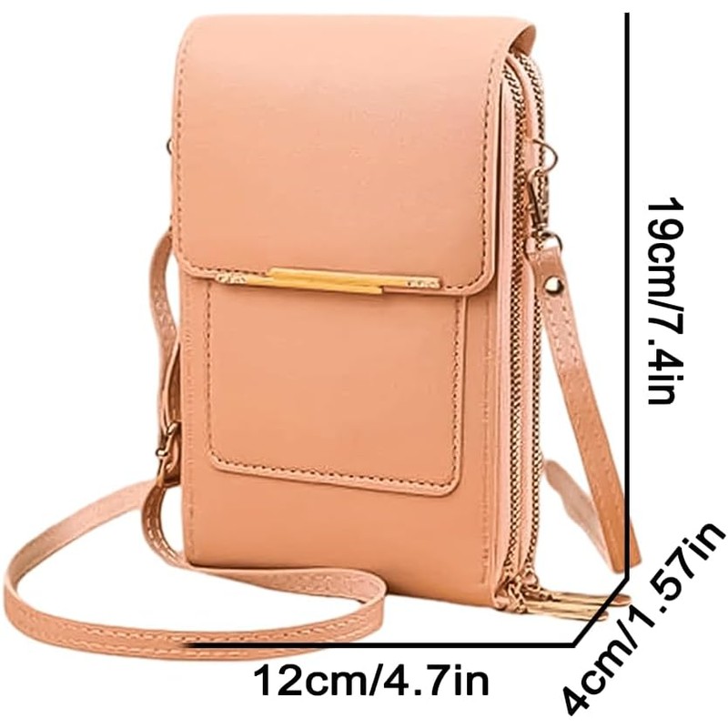 Anti Theft Leather Bag, Touchscreen Phone Crossbody Bag for Women,
