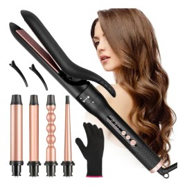 Tenazas Rizadora Con Planchas Cabello Pelo Ajustable Rosa