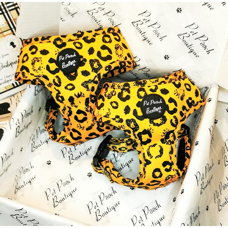 Pet Pooch Boutique Mustard Leopard Classic Dog Harness, Extra Large