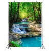 BELECO 5x7ft Fabric Green Forest Backdrop for Photography Small Waterfall