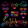16 Pcs Glow Neon Photo Booth Props with Stick, Let's