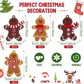 Patelai Pack of 16 Christmas Gingerbread Man Decoration Gingerbread Man Christmas Tree Decorations Traditional Gingerbread Pendant Ornaments with 65.62 Feet Rope for Christmas Decoration Home