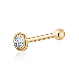 Massete - Anillo de nariz de oro de 18 quilates y 14 quilates – Piercing de nariz de 20 g, hipoalergénico sin hilos para mujeres y hombres, oro amarillo blanco, rosa real estándar o largo, aretes de