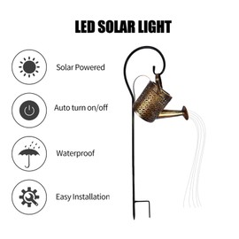 Watering Can Lights Metal Solar Stakes Lights LED Solar Landscape Lights IP65 Waterproof Outdoor  Kettle Lantern Stake Light for Garden Pathway Walkway Lawn Backyard Security Landscape Lamp