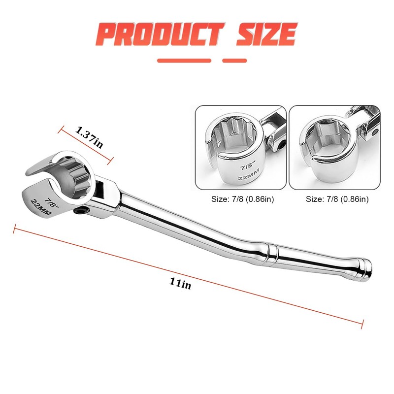 7/8 Inch 22 mm O2 Sensor Wrench with 180 Degree