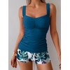 B2prity Women's Tankini Swimsuit Tummy Control Ruched Two Piece Bathing