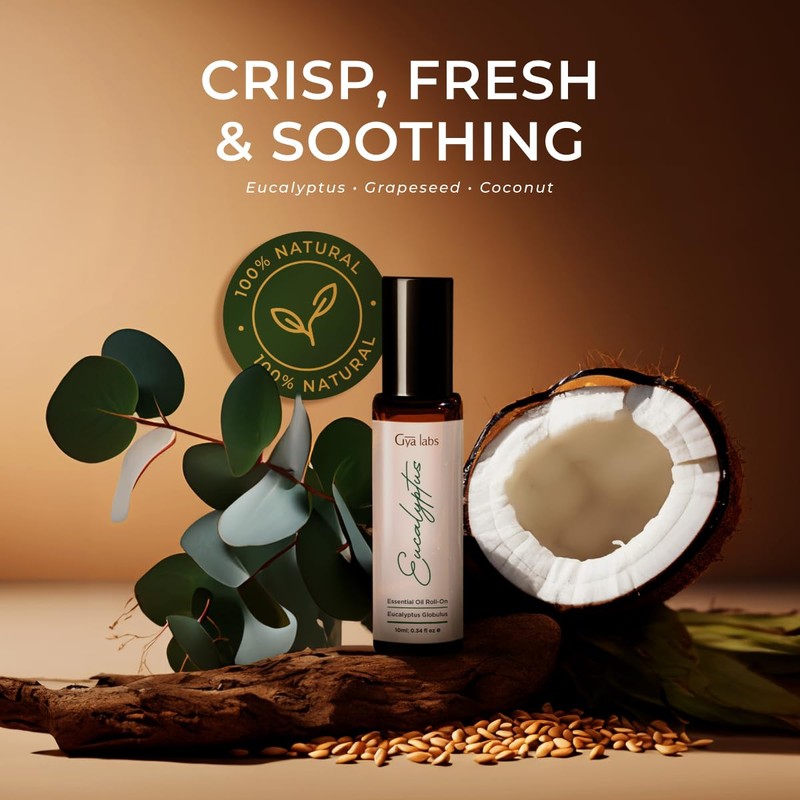 Gya Labs Calming Oil for Body (200ml) & Eucalyptus Roll