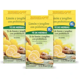 Bigelow Tea – Té de Limón y Jengibre con Probióticos, Sin Cafeína, 3 Pack, Caja con 18 Bolsitas Envueltas Individualmente, 54 bolsitas de té en total, Producto Kosher