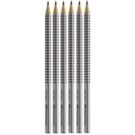 Faber-Castell 117697 - 6 pencils GRIP 2001, hardness: HB, barrel color: silver