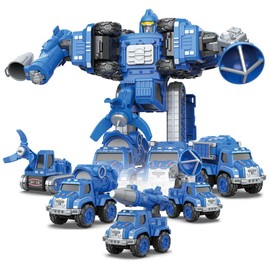 Drefirsa 5-in-1 Outer Space Transform Trucks Robot Toy, Robot Action Figure