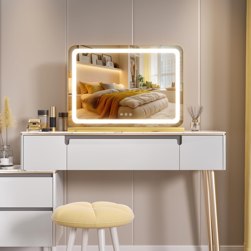 Hasipu Vanity Mirror with Lights, 27.6" x 20" LED Makeup