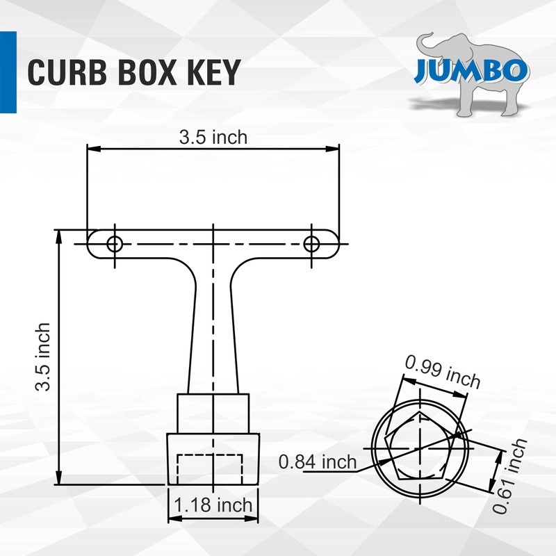 JUMBO Curb Box Key Wrench, Stainless Steel Water Valve Shut