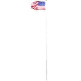 Telescopic Flag Pole Kit 25Ft Aluminum Outdoor Inground Flagpole With Topper Ball And American Flag SetColor: as Pic Color