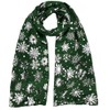 GFM® Christmas Snowflakes Foil Print Scarf - Green - (AT-SNFLK-656-HR)