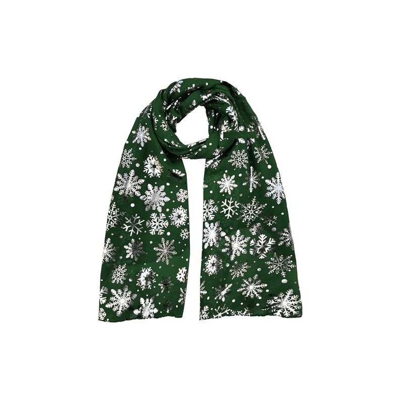GFM® Christmas Snowflakes Foil Print Scarf - Green - (AT-SNFLK-656-HR)