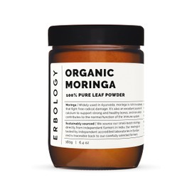 100% Organic Moringa Pure Leaf Powder 180g - Immunity - Straight from Farm - Raw, Vegan and Gluten-Free - Non-GMO - No Additives or Preservatives - Recyclable Glass Jar