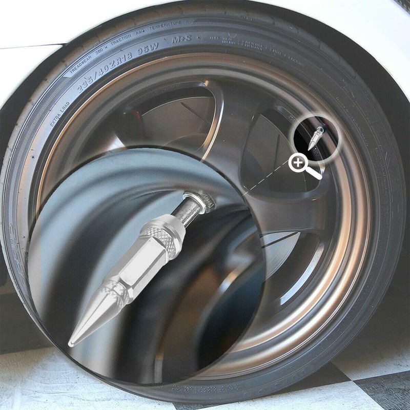 4 Pcs Silver Aluminum Tires Stem Caps 60mm Spiked Lug