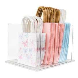 NUOLUTH Gift Bag Storage Organizer:Acrylic Reusable Bag Organizer, Adjustable Shelf Divider Bag Organizer for Small Closet