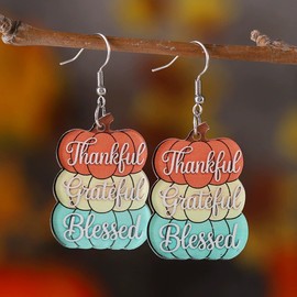 Pumpkin Earrings Thanksgiving Lightweight Acrylic Stacked Pumpkins Earrings Autumn Holiday Jewelry for Women-A