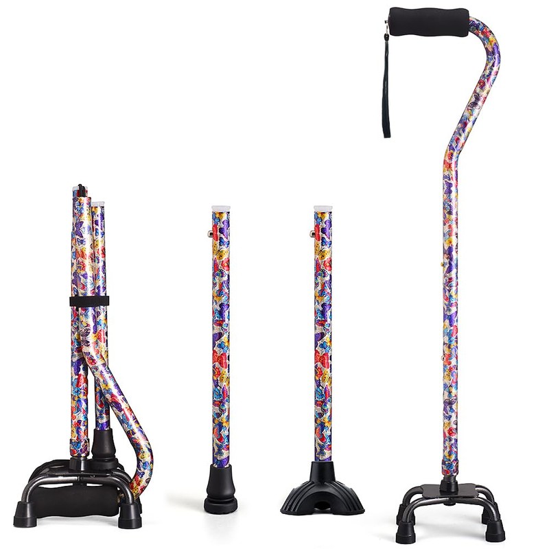 YOKABOZE Walking Cane for Women & Men, Folding Offset Quad