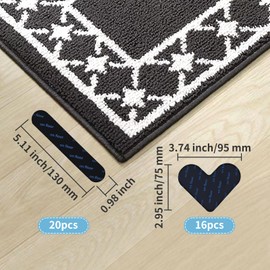 YUUTIAL Pack of 36 Non-Slip Mats for Carpets, 16 Pieces Heart-Shaped Carpet and 20 Strips Non-Slip Underlay, Reusable Non-Slip Underlay, Non-Slip Pads