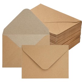 Pack of 50 Brown Envelopes DIN B6, 130 g/m² Kraft Paper Envelopes, 17.6 x 12.5 cm Invitation Envelopes, Pocketfold Blank Kraft Paper Cards for Birthday Cards, Invitations, Greeting Cards