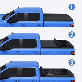 CARMOCAR Soft Roll Up Tonneau Cover Truck Bed Replacement for 2004-2014 Ford F-150 & 2006-2014 Lincoln Mark LT Tonneau Cover 6.5ft Bed Black Tonneau Cover Assembly LED Lamp