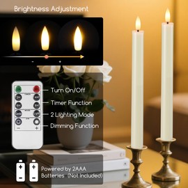 SEHNSY 12 Ivory LED Flameless Taper Candles with Remote Control, Timer & Flickering Flame, 10.1" Plastic Battery Operated Candlesticks for Holiday Party, Xmas, and Home Decor