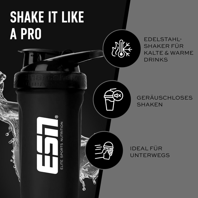 ESN ESN Shaker Reforce Stainless Steel, schwarz, 700 ml, auslaufsicher,