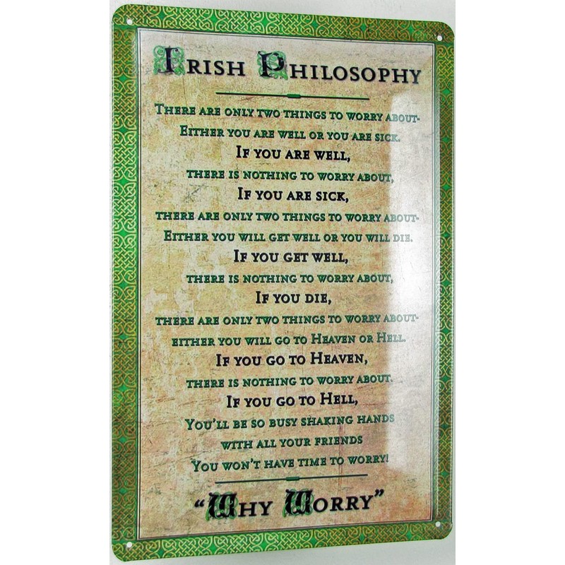 Tin Sign 20 x 30 cm Domed Irish Philosophy There