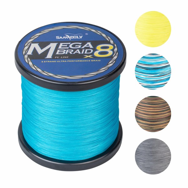Samdely Braided Fishing Line, 8 Strands, Abrasion Resistant, No Stretch,
