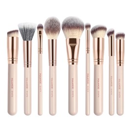 MAANGE 9PCS Brochas de Maquillaje Profesional Set de Brochas para Maquillaje Esenciales Suaves para Base de Maquillaje(Beige)