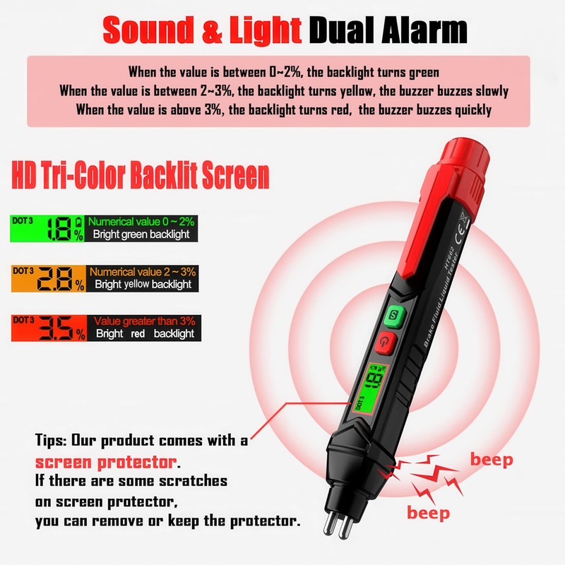 Brake Fluid Tester Pen, Automotive Brake Fluid Moisture Tester, Vehicle