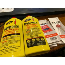 Ronsonol Lighter Fuel Package( 2)  5 ounce fuels 18 flints and 3 wicks